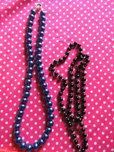 lot 198 image: Lapis color pearl necklace and black glass bead necklace