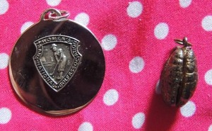 lot 164 image: Pecan necklace drop 6 gms. And womans trans national Golf association charm