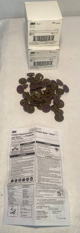 lot 148 image: 3MRoloc Coated Sanding Disks 1 50box 36 grade, 2 boxes
