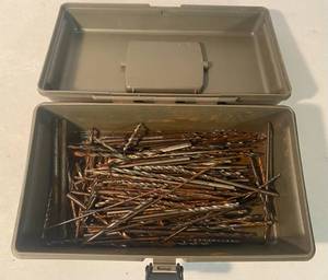 lot 144 image: Tool Box Packed with various drill bits