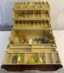 lot 208 image: Plano Tackle Box with Misc Fishing Items