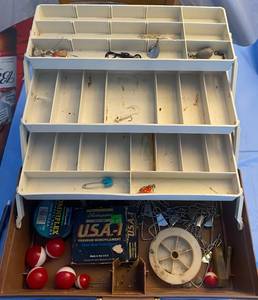 lot 207 image: Rebel Tackle Box with Miscellaneous Fishing Items
