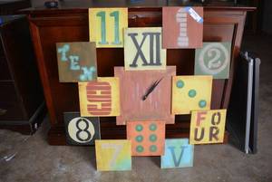 lot 48 image: Garden Ridge Metal Clock with Decorative Number Squares (33 Tall x 33 Wide)
