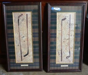 lot 40 image: Pair of Golf Club Framed Wall Art (32 x 17 Each)