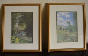 lot 49 image: Pair of Claude Monet Prints. Framed Wall Art (17.5 x 22 Each)