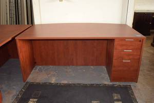 lot 26 image: National Business Furniture Laminate Top Desk with Right Side Drawers (6 x 41 x 30), Curved Front