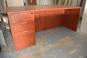 lot 27 image: National Business Furniture Laminate Top Desk with Left Side Drawers (6 x 41 x 30), Curved Front
