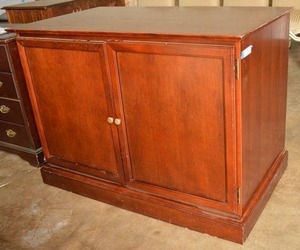lot 17 image: Bombay Company Double Door Storage Cabinet (45 x 26 x 32), Damage to Back Side