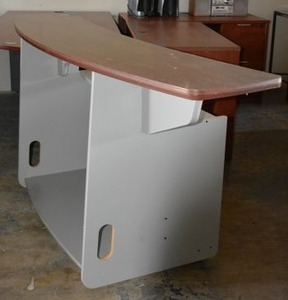 lot 52 image: Omnirax Studio Furniture - Rolling Receptionist Curved Desk (78 x 24 x 36 Approx.)