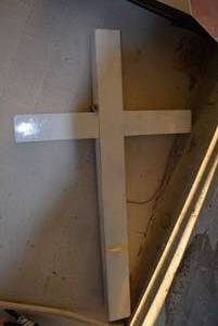 lot 57 image: Back Lit Cross (74 x 44 x 5Deep, 6 boards form Cross), see pictures