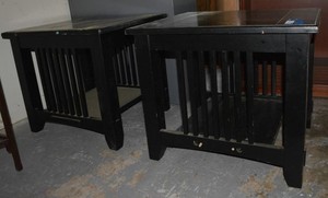 lot 31 image: 2 Mission Style Black End Tables (24 x 28 x 24 Each)