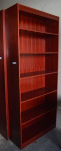 lot 61 image: Riverside Furniture, Reddish Wood Bookcase (7 x 3 x 1)