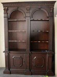 lot 2 image: LARGE Lighted 2 Piece Bookshelf and Cabinet by Legacy (53 X 18 X 75 TALL)