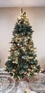 lot 78 image: 7.5-ft Hallmark pre-lit artificial pine Christmas tree with frosted branches