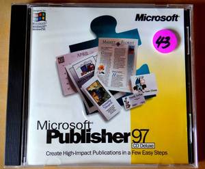 lot 43 image: VINTAGE Microsoft Publisher 97  PC CD Software CD Deluxe 1997 - KEY CODE SCRAMBLED FOR PIC ONLY