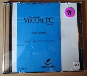 lot 71 image: VINTAGE CONNECTIX VIRTUAL PC FOR MAC 2 DISK SET WITH SERIAL NUMBER