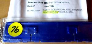 lot 76 image: LOT OF 2 - DDR MEMORY ALUMINUM HEAT SINK SPREADER - NEW