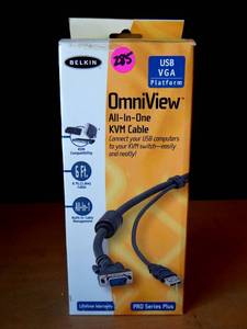 lot 285 image: NEW - Belkin OmniView All in One KVM Cable VGA PS2 Vintage PC Computer Gold Series