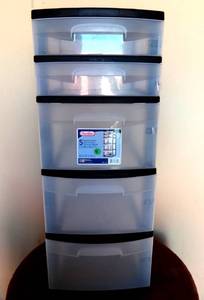 lot 8 image: STERLITE 5 DRAWER TOWER STORAGE RACK - MEASURES 14 12 X 12 58 X 31 34