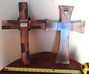 lot 14 image: LOT OF 2 - UNIQUE WOODEN CROSSES