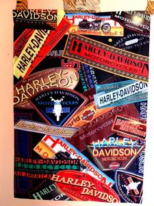 lot 17 image: LARGE COLORFUL HARLEY DAVIDSON WALL DISPLAY  - APPROX 2 X 3