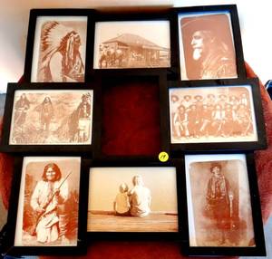 lot 19 image: NICE COLLECTION OF COWBOY & INDIAN PRINTS IN COLLAGE FRAME - INCLUDES CUSTER & SITTING BULL
