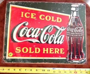 lot 35 image: COCA COLA - ICE COLD SOLD HERE TIN SIGN