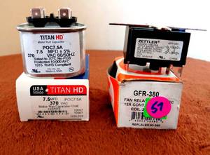 lot 57 image: TITAN HD MOTOR RUN CAPACITOR &  ZETTLER FAN RELAY, AZ2900-1AB-24A, COIL 24V 5060HZ, GFR 380