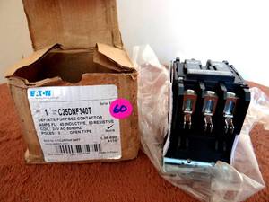 lot 60 image: EATON 24VAC Non-Reversing Definite Purpose Contactor 3P 40A - UNUSED IN BOX - RETAIL $71.56