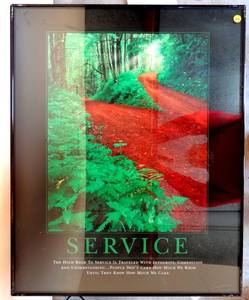 lot 64 image: MOTIVATIONAL POSTER - SERVICE BY SUCCESSES - APPROX 24 X 30 IN METAL FRAME UNDER GLASS