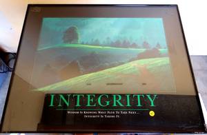 lot 65 image: MOTIVATIONAL POSTER - INTEGRITY BY SUCCESSES - APPROX 24 X 30 IN METAL FRAME UNDER GLASS