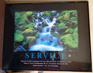 lot 67 image: MOTIVATIONAL POSTER - SERVICE BY SUCCESSES - APPROX 24 X 30 IN METAL FRAME UNDER GLASS