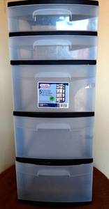 lot 98 image: STERLITE 5 DRAWER TOWER STORAGE RACK - MEASURES 14 12 X 12 58 X 31 34