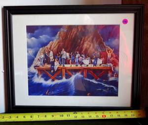 lot 132 image: RELIGIOUS THEMED PRINT FRAMED UNDER GLASS - APPROX 14 X 18