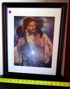 lot 133 image: RELIGIOUS THEMED PRINT FRAMED UNDER GLASS - APPROX 14 X 18
