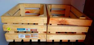 lot 168 image: PAIR OF WOODEN STORAGE CRATES