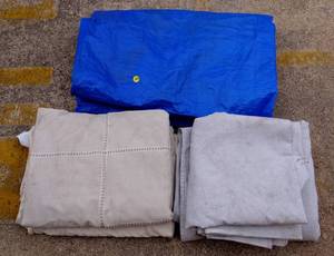 lot 183 image: LOT OF PAINTERS TARP AND DROP CLOTHS