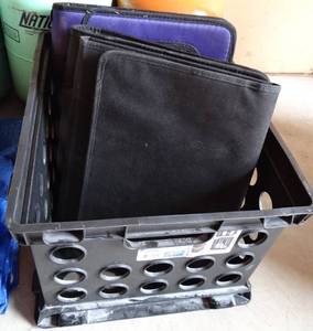 lot 188 image: STORAGE TOTE WITH 3 PORTABLE FILE STORAGE BINDERS