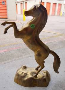 lot 197 image: CAST BRASS STALLION IN UPRIGHT POSITION - 16 tall