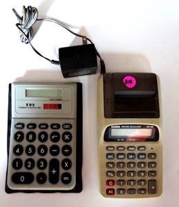 lot 210 image: CASIO HR-8B PRINTING CALCULATOR WITH POWER SUPPLY & SOLAR POWERED CALCULATOR