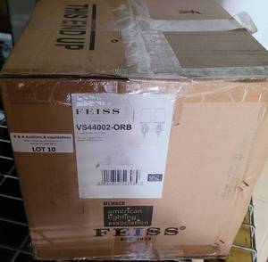 lot 10 image: FEISS 2-LIGHT VANITY STRIP FIXTURE VS4402-ORB IN BOX AS SHOWN.