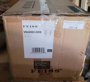 lot 14 image: FEISS 2-LIGHT VANITY STRIP FIXTURE VS4402-ORB IN BOX AS SHOWN.