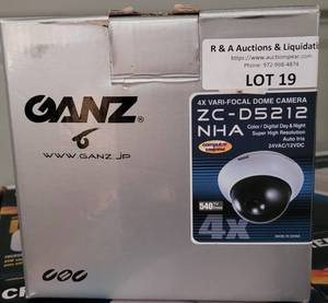 lot 19 image: GANZ 4X VARI-FOCAL DOME CAMERA ZC-D5212 IN BOX AS SHOWN.