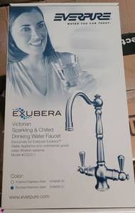 lot 21 image: EVERPURE EXUBERA BRUSHED SS SPARKLING & CHILLED DRINKING WATER FAUCET EV900631 IN BOX AS SHOWN.