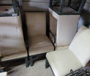 lot 38 image: LOT OF 6 METAL FRAME WITH UPHOLSTERED SEATS AND BACKRESTS CHAIRS IN STYLE AND COLOR SHOWN. THESE CHAIRS ARE HEAVY. (YOUR BID X 6)  DELAYED PICK UP -- SATURDAY AFTER 400 PM OR SUNDAY