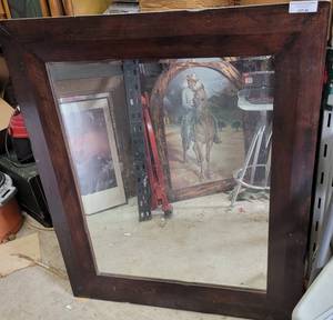 lot 44 image: CANYON FURNITURE MIRROR WITH WOOD FRAME MODEL 1133300 AS SHOWN.