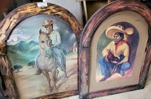 lot 48 image: LOT OF 2 FRAMED MEXICAN ART WALL DECOR AS SHOWN. (YOUR BID X 2)