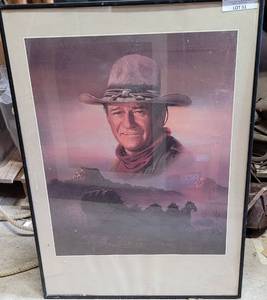 lot 51 image: FRAMED JOHN WAYNE PRINT AS SHOWN.