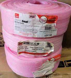 lot 58 image: LOT OF 3 ROLLS OF OWENS CORNING 3.5 X 50 FT FOAM SEAL R SILL PLATE GASKET AS SHOWN. (YOUR BID X 3)