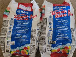 lot 94 image: LOT OF 2 MAPEI MOSAIC AND GLASS TILE MORTAR BAGS AS SHOWN. (YOUR BID X 2)